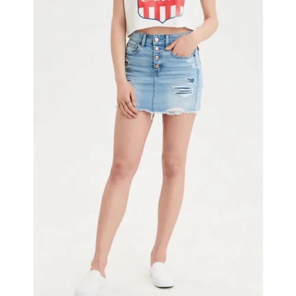 Womens American Eagle Outfitters Distressed Button Fly Hi Rise Mini Denim Jean S